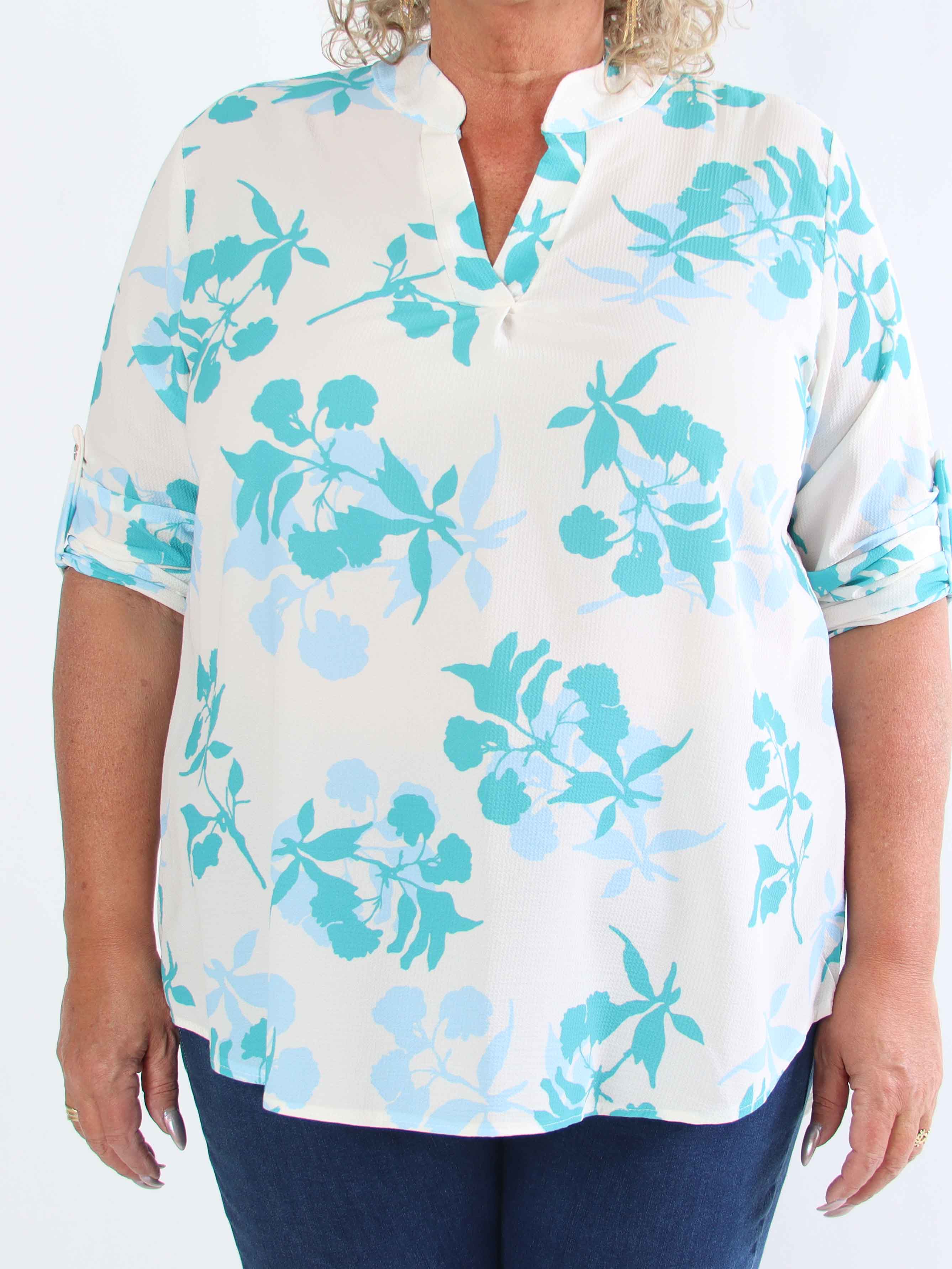 Vanesa Leaf - Lätt plus size-tunika i viskos med bladmotiv